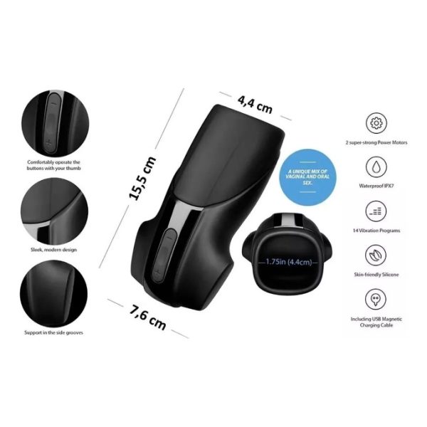 Masturbador Masculino Satisfyer Men con Vibración – Negro